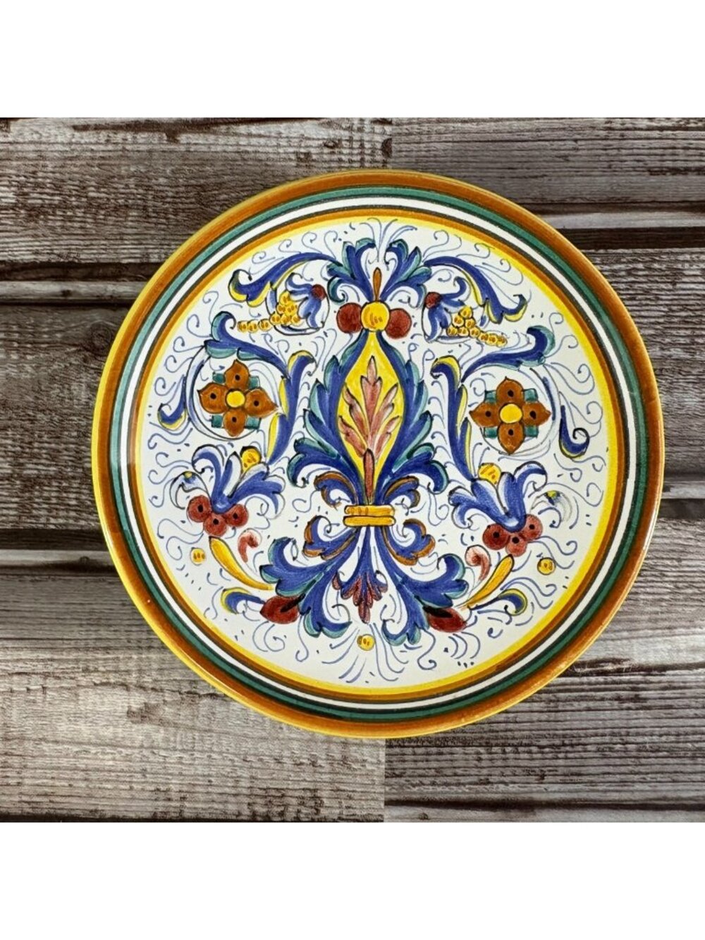 Vintage Italian Deruta Pottery 4.5" Floral Plate Wall Hanging